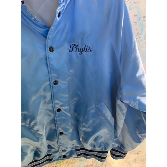 Aristo Jac 1980s Vintage Blue Unisex Windbreaker Car Theme Bomber Jacket Size XL - Picture 9 of 10